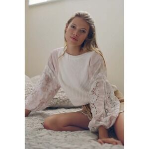 Anthropologie X‎ Pilcro Martine Peasant Sleeve Sweater Sz Medium Balloon Sleeve